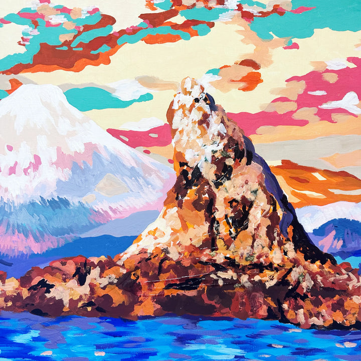 富嶽前烏帽子岩 茅ヶ崎沖/IORI KIKUCHI|アート絵画・販売通販WASABI 富嶽前烏帽子岩 茅ヶ崎沖/IORI KIKUCHI|アート絵画・販売通販WASABI